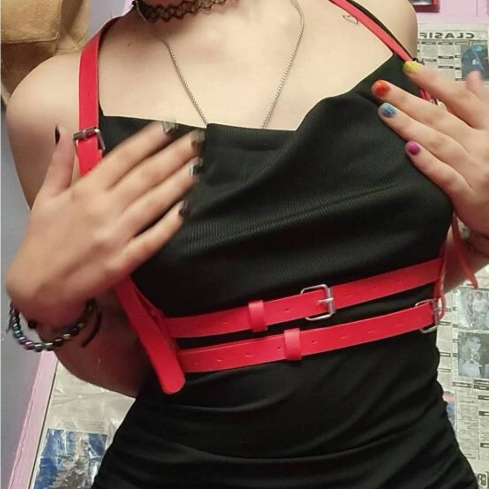 Red Underbust Double Harness Belt New - Picture 7 of 9